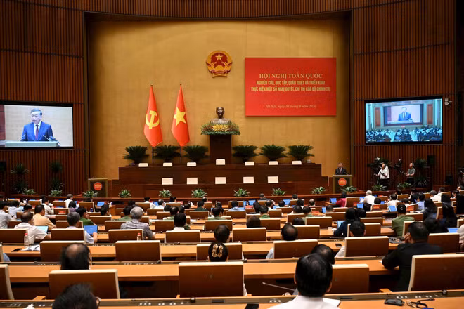 Hội nghị toàn quốc nghiên cứu, học tập, quán triệt và triển khai thực hiện một số nghị quyết, chỉ thị của Bộ Chính trị, ngày 3/9/2026. Ảnh | Khánh An