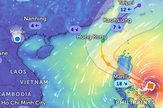 Vị trí bão Fung-Wong lúc 6 giờ 30 phút ngày 9/11. (Ảnh: Zoom Earth)