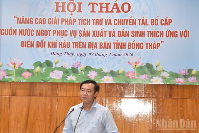 Giám đốc Sở Nông nghiệp và Môi trường tỉnh Đồng Tháp Lê Hà Luân phát biểu tại hội thảo.