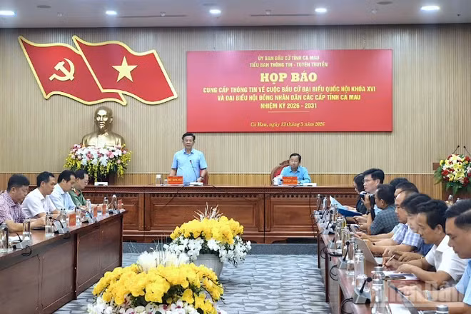 Họp báo cung cấp thông tin về bầu cử của Ủy ban bầu cử tỉnh Cà Mau vào chiều 13/3.