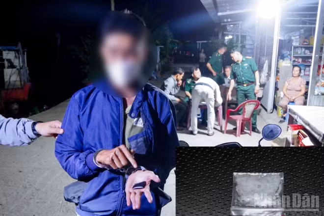 Đối tượng H.T.P cùng số tang vật tại hiện trường.