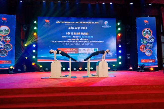 Bài dự thi bộ môn Pilates của các thí sinh đơn vị.