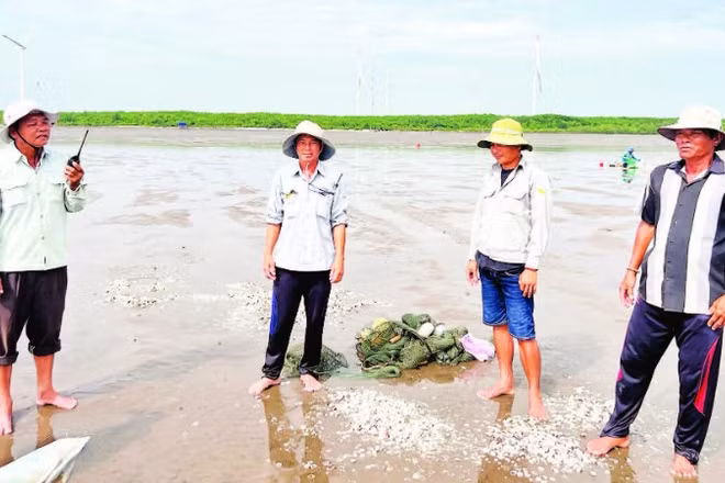 Lực lượng bảo vệ Hợp tác xã nghêu Rạng Đông (xã Thới Thuận, tỉnh Vĩnh Long) thường xuyên phối hợp Công an, Đồn biên phòng bảo vệ an ninh khu vực biên giới biển.