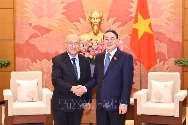 Phó Chủ tịch Quốc hội Nguyễn Đức Hải tiếp Tiến sĩ Kambiz Ghawami, Chủ tịch Tổ chức Hỗ trợ đại học thế giới, Cộng hòa Liên bang Đức (WUS). (Ảnh: TTXVN)