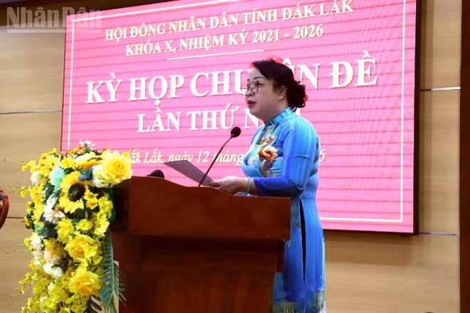 Đồng chí Cao Thị Hòa An, Ủy viên Trung ương Đảng, Phó Bí thư Thường trực Tỉnh ủy, Chủ tịch Hội đồng nhân dân tỉnh Đắk Lắk.