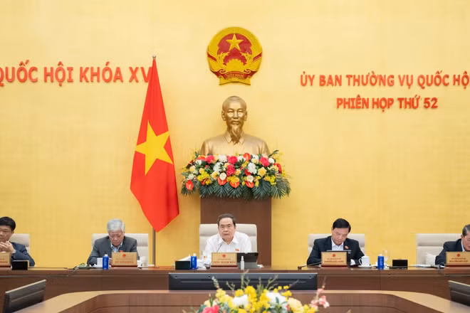 Chủ tịch Quốc hội Trần Thanh Mẫn phát biểu tại Phiên họp thứ 52 của Ủy ban Thường vụ Quốc hội.
