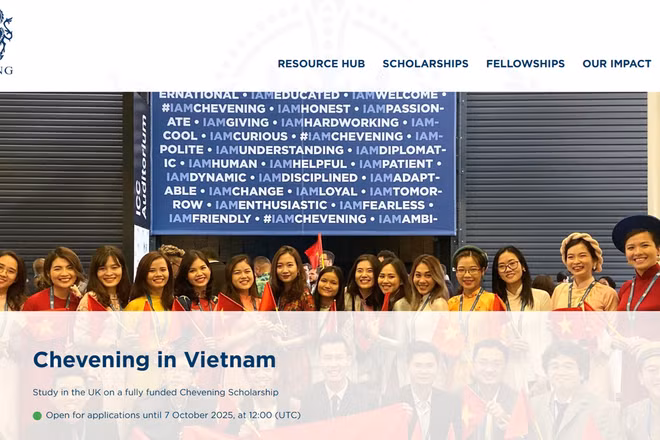 Học bổng Chevening đã mở đơn dành cho các ứng viên tại Việt Nam.