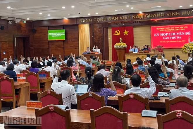 Các đại biểu biểu quyết thông qua các nghị quyết.