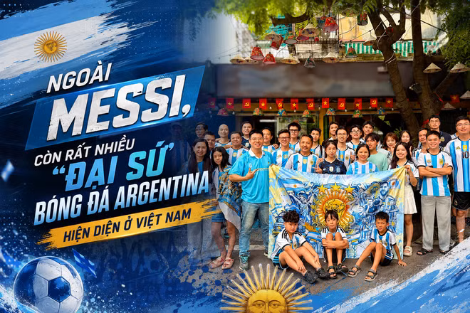 Hội cổ động viên Argentina tại Việt Nam trong một chương trình giao lưu do AFA tổ chức.