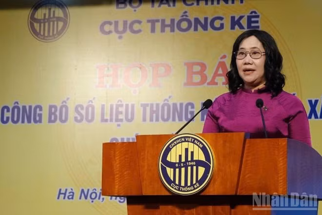 Cục trưởng Cục Thống kê Nguyễn Thị Hương. (Ảnh: THÙY LINH)