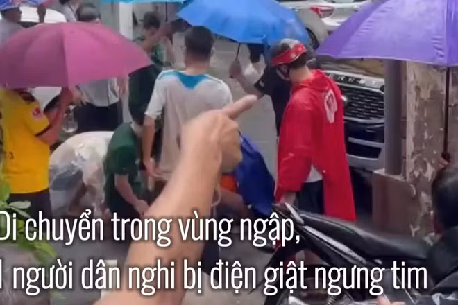 Thêm một trường hợp nghi bị điện giật ngưng tim khi di chuyển trong vùng ngập