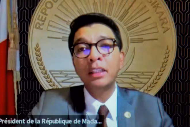 Tổng thống Madagascar Andry Rajoelina trong bài phát biểu ngày 13/10/2025. Ảnh: THX