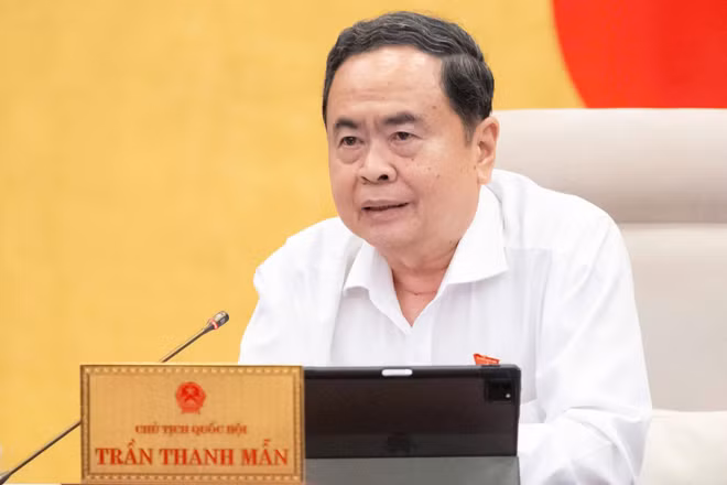 Chủ tịch Quốc hội Trần Thanh Mẫn chủ trì phiên họp. (Ảnh: DUY LINH)
