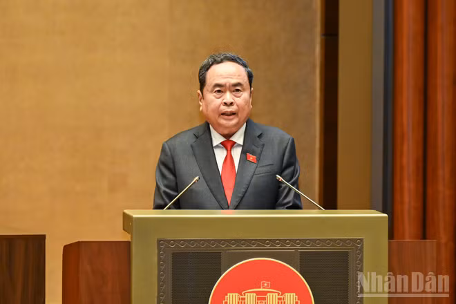 Đồng chí Trần Thanh Mẫn phát biểu nhậm chức Chủ tịch Quốc hội khoá XVI. Ảnh: DUY LINH