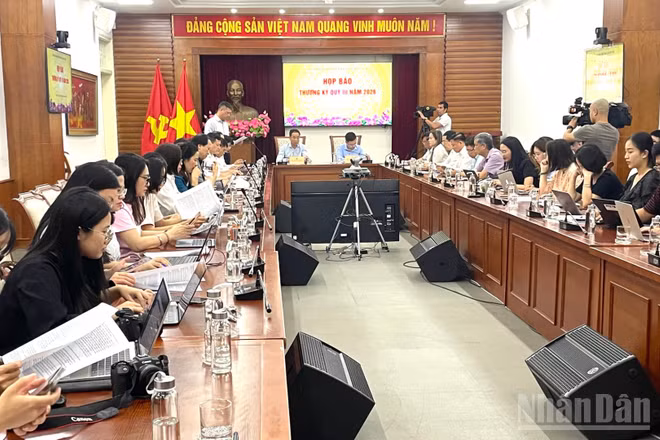 Bộ Văn hóa, Thể thao và Du lịch tổ chức họp báo thường kỳ quý III-2026. (Ảnh: NGỌC LIÊN)