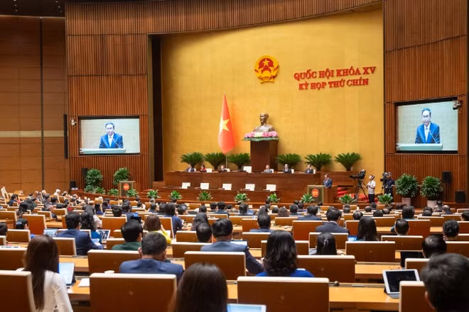 Chủ tịch Quốc hội Trần Thanh Mẫn phát biểu tại Kỳ họp thứ 9, Quốc hội khóa XV hồi tháng 6 vừa qua. (Ảnh: DUY LINH)