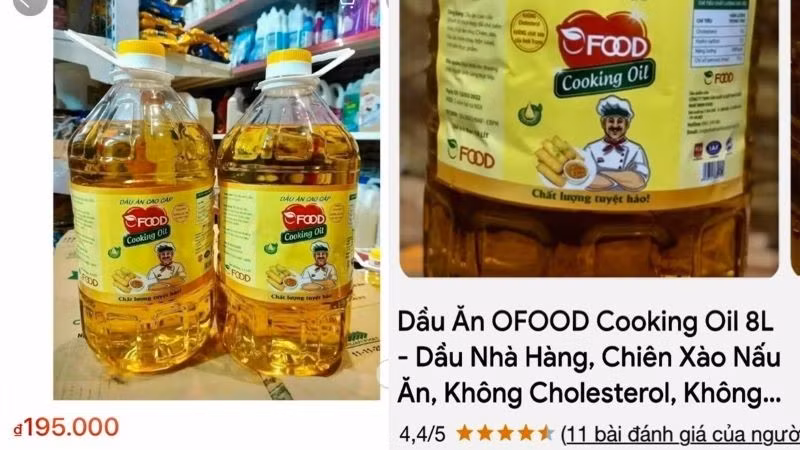 Đến tối 24/6, trên Shopee vẫn bán sản phẩm này với giá 195.000đồng/4,5 lít dầu ăn. (Ảnh chụp màn hình)