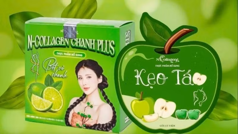 Kẹo táo được Ngân Collagen quảng cáo trên các trang mạng xã hội.