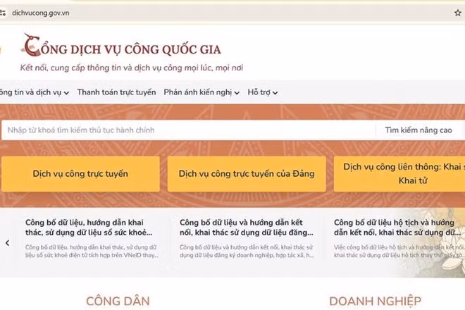 Cơ quan chức năng khuyến cáo người dân chỉ đăng nhập tại địa chỉ chính thức của Cổng Dịch vụ công Quốc gia.