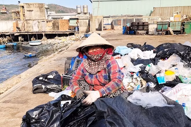 Thu gom rác thải nhựa tại cảng ở Quy Nhơn (cũ). (Ảnh minh họa)