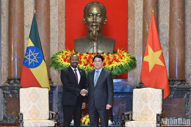 Chủ tịch nước Lương Cường tiếp Thủ tướng Cộng hòa Dân chủ Liên bang Ethiopia Abiy Ahmed Ali.