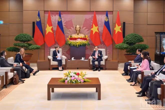 Quang cảnh hội kiến tại Nhà Quốc hội. (Ảnh: THẾ ĐẠI)
