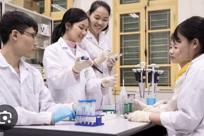 Sinh viên Trường đại học Y Dược, Đại học Quốc gia Hà Nội trong giờ thực hành.