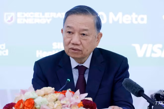 Tổng Bí thư, Chủ tịch nước Tô Lâm phát biểu tại Tọa đàm bàn tròn cấp cao với lãnh đạo các doanh nghiệp lớn của Hoa Kỳ. (Ảnh: TTXVN)