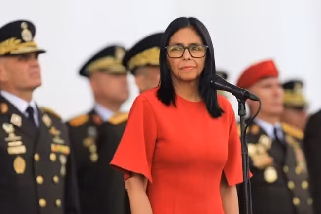 Tổng thống lâm thời Venezuela Delcy Rodríguez tại một sự kiện ở Caracas ngày 28/1/2026. (Ảnh: THX/TTXVN)