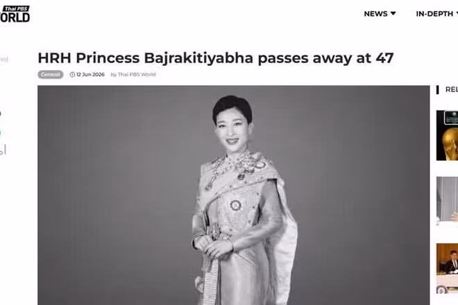 Thai PBS thông tin về những cống hiến của Công chúa Bajrakitiyabha Narendiradebyavati Kromluangrajasarinisiribajra Mahavajrarajadhita. (Ảnh chụp màn hình)
