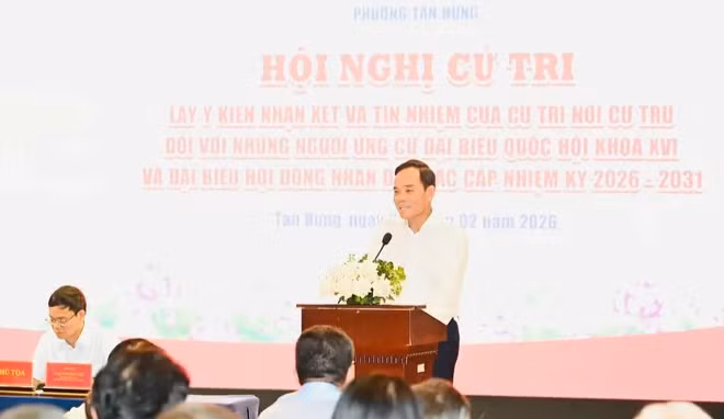 Đồng chí Trần Lưu Quang phát biểu tại hội nghị. (Ảnh: VIỆT DŨNG)