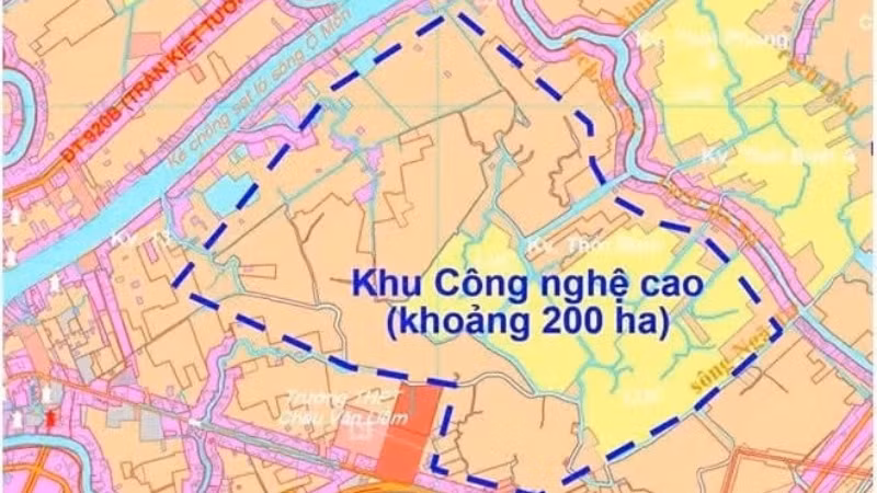 Bản đồ quy hoạch Khu công nghệ cao Cần Thơ đặt tại phường Ô Môn. (Ảnh: Ủy ban nhân dân Cần Thơ)