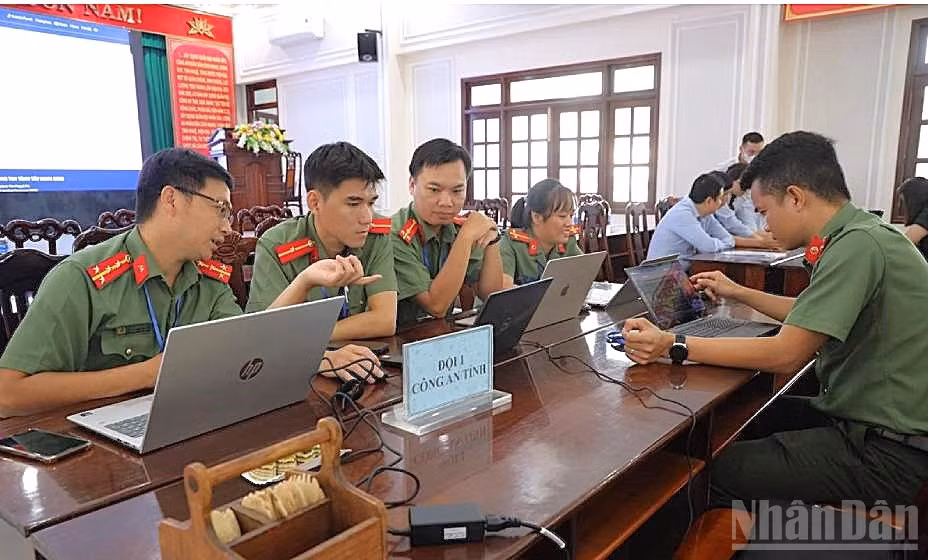 Công an tỉnh Tây Ninh diễn tập thực chiến bảo đảm an ninh mạng tỉnh Tây Ninh năm 2026. (Ảnh: THANH PHONG)