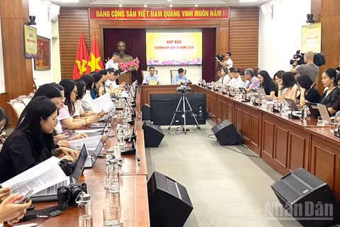Bộ Văn hóa, Thể thao và Du lịch tổ chức họp báo thường kỳ quý III-2026. (Ảnh: NGỌC LIÊN)