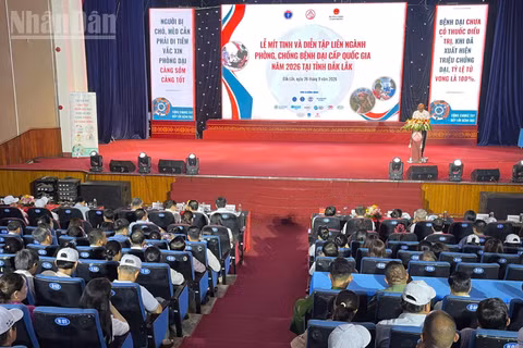 Quang cảnh Lễ mít-tinh và diễn tập liên ngành phòng, chống bệnh dại cấp quốc gia năm 2026, hưởng ứng Ngày Thế giới phòng, chống bệnh dại 28/9. (Ảnh: CÔNG LÝ)