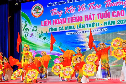 Một tiết mục được công diễn tại chương trình tổng kết. (Ảnh: HOÀN THÀNH)