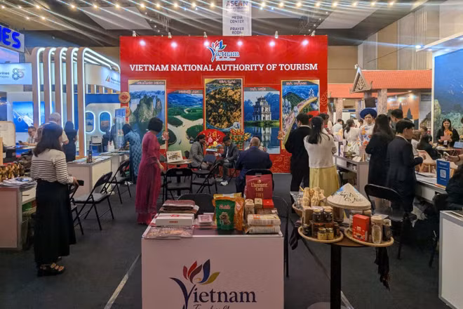 Gian hàng Việt Nam tại Hội chợ TRAVEX 2026. (Ảnh: TITC)
