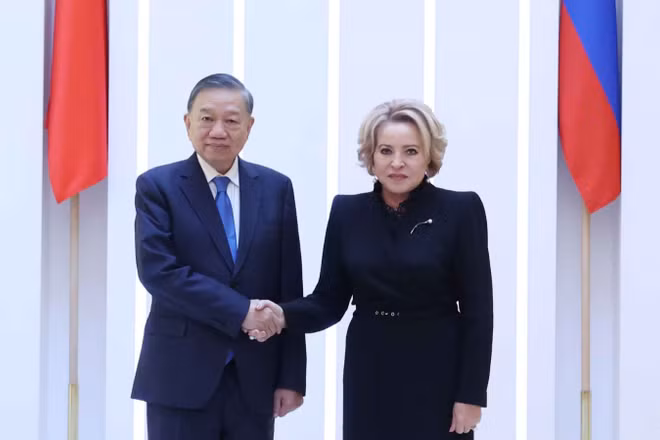 Tổng Bí thư, Chủ tịch nước Tô Lâm hội kiến Chủ tịch Thượng viện Nga Valentina Matvienko.
