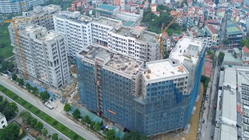 Dự án nhà ở xã hội CT3 Kim Chung nhìn toàn cảnh từ trên cao. (Ảnh: Ban tổ chức)