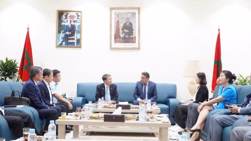 Phó Chủ tịch Quốc hội Nguyễn Đức Hải và Phó Thủ tướng Chính phủ Lê Thành Long cùng Đoàn đại biểu đã thăm, làm việc tại thành phố Tangier. (Ảnh: VĂN CHÚC)