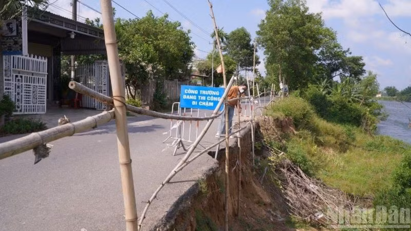 Tình trạng sạt lở bờ sông Hiếu trên địa bàn ngày càng nghiêm trọng.
