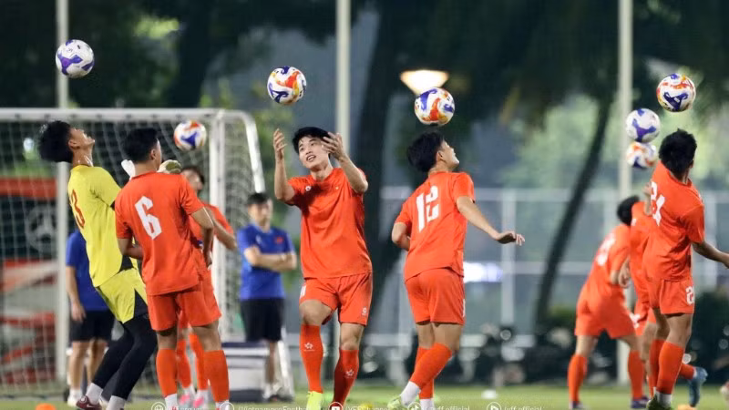 Đội U23 Việt Nam tập luyện tại Giải vô địch bóng đá U23 Đông Nam Á 2025. (Ảnh VFF)