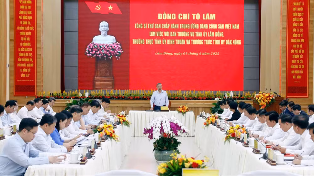 Tổng Bí thư Tô Lâm phát biểu tại buổi làm việc.