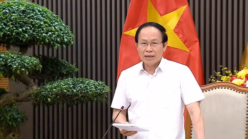 Phó Thủ tướng Lê Tiến Châu chủ trì họp về chính sách của Luật Phổ biến, giáo dục pháp luật (sửa đổi). (Ảnh: VGP)