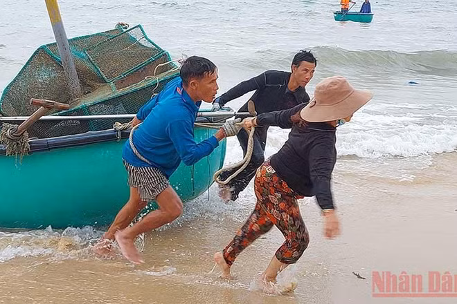 Người dân xã An Hòa Hải huyện Tuy An, Phú Yên đang nỗ lực cứu vớt tài sản còn sót lại sau cơn lốc xoáy bất thường. 