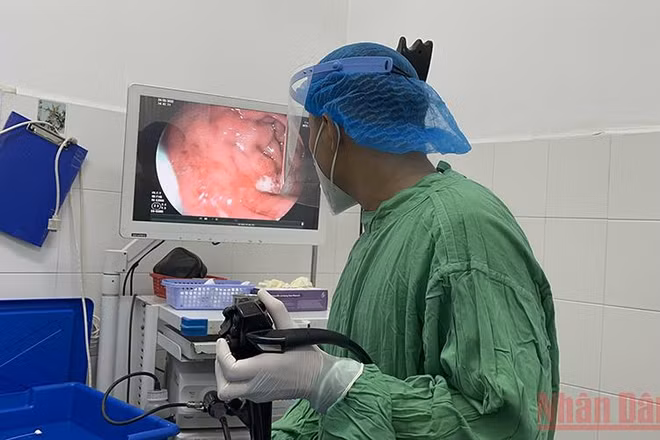 Bác sĩ Bệnh viện Đa khoa Trung ương Cần Thơ nội soi dạ dày bệnh nhân N.K.P.
