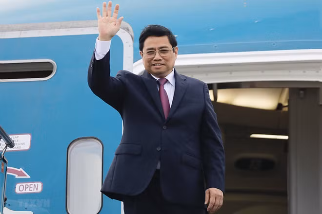 Thủ tướng Phạm Minh Chính lên đường tham dự Hội nghị Cấp cao đặc biệt ASEAN-Hoa Kỳ; thăm, làm việc tại Hoa Kỳ và Liên hợp quốc. (Ảnh: Dương Giang/TTXVN)