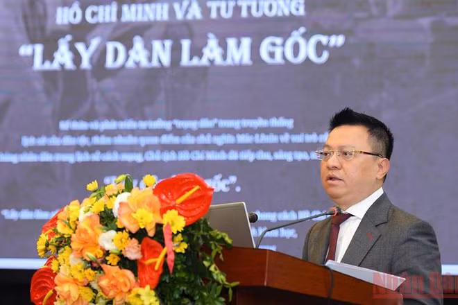 Đồng chí Lê Quốc Minh phát biểu tại lễ khai trương Trang thông tin. (Ảnh: THÀNH ĐẠT)