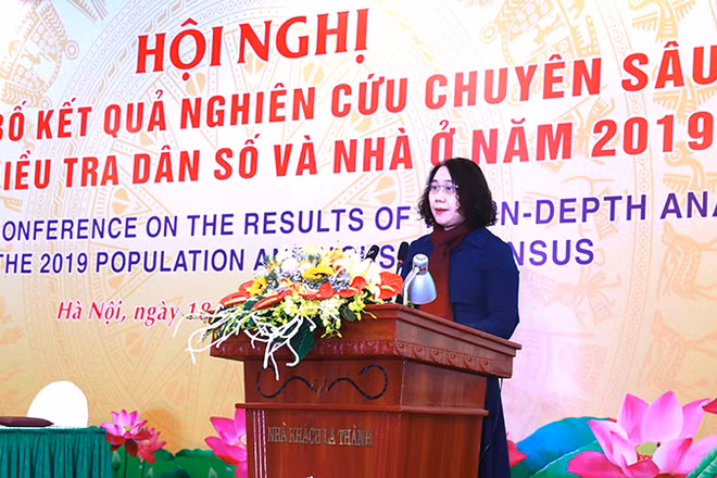 TS Nguyễn Thị Hương, Tổng cục trưởng Tổng cục Thống kê, tại hội nghị (Ảnh: UNFPA).
