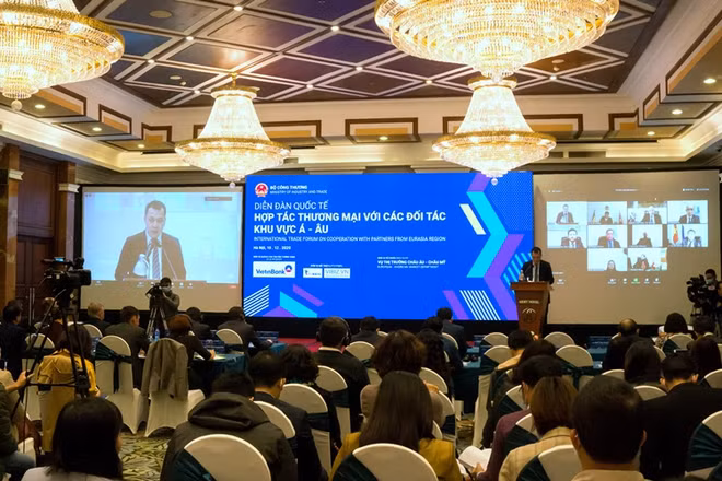 Toàn cảnh Diễn đàn hợp tác thương mại với các đối tác khu vực Á-Âu năm 2020.